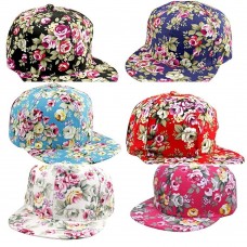 Floral Baseball Cap MujerS Flower Snapback HipHop Flat Bill Sun Hat Headwear  eb-96251765